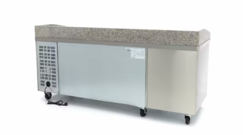table à pizzas - 202 cm - 2 portes - s'adapte à 5 x 1/6 GN - 7 tiroirs – Image 2
