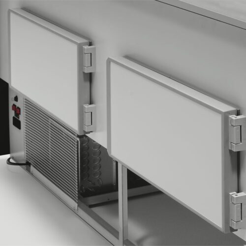 Comptoir vitrine réfrigérée à vitre droite 90°, avec réserve (2m) – Image 2