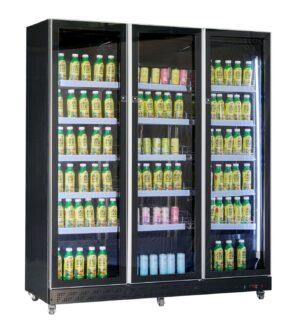 RÉFRIGÉRATEUR 3 PORTES EN VERRE NOIR