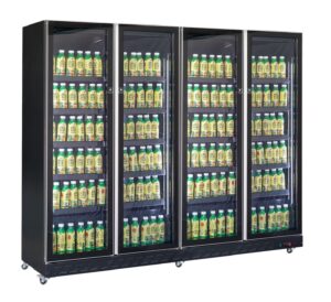 RÉFRIGÉRATEUR 4 PORTES EN VERRE NOIR
