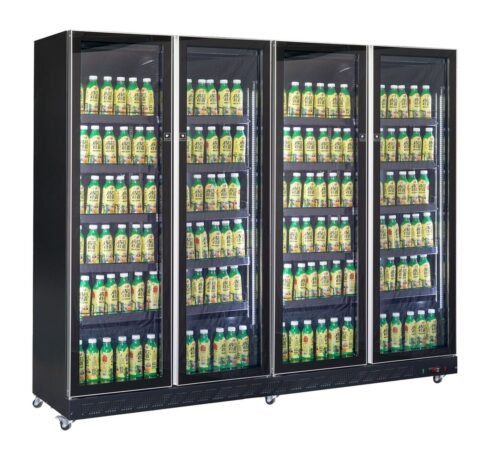 RÉFRIGÉRATEUR 4 PORTES EN VERRE NOIR
