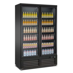 RÉFRIGÉRATEUR 2 PORTES EN VERRE NOIR CEB-1200R BL