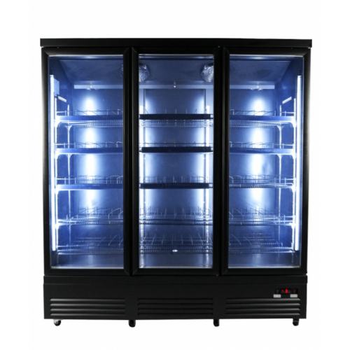 RÉFRIGÉRATEUR 3 PORTES EN VERRE NOIR CEB-1600R BL – Image 4