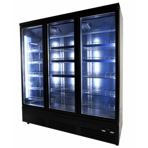 RÉFRIGÉRATEUR 3 PORTES EN VERRE NOIR CEB-1600R BL – Image 3