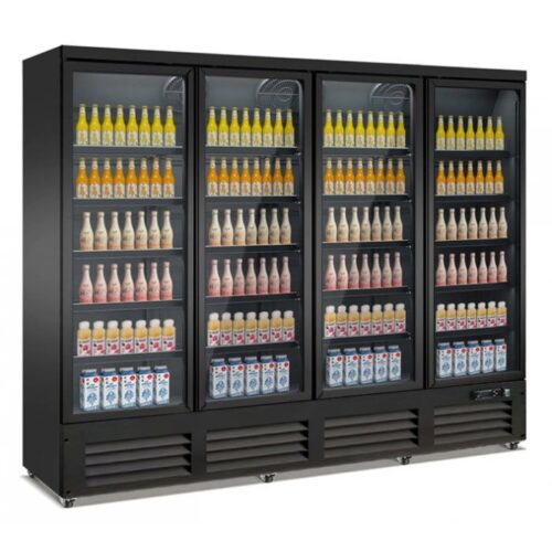 RÉFRIGÉRATEUR 4 PORTES EN VERRE NOIR CEB-2000R BL