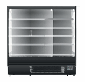 VITRINE MURALE NOIRE MAT - FROID POSITIF VENTILÉ - 3 PORTES BATTANTES (BLC2066)