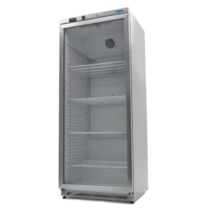 armoire réfrigérée - 600 L - acier inoxydable - avec porte en verre