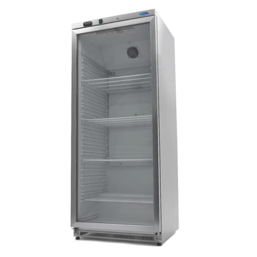 armoire réfrigérée - 600 L - acier inoxydable - avec porte en verre