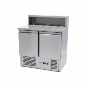 table de préparation des pizzas - 90 cm - 2 portes - s'adapte à 5 x 1/6 GN - incl couvercle en acier inoxydable