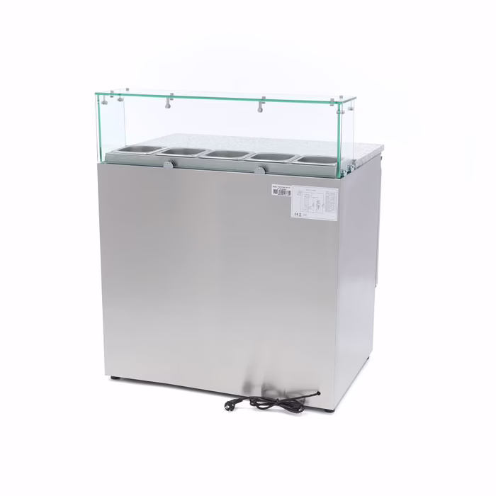 table de préparation des pizzas - 90 cm - 2 portes - s'adapte à 5 x 1/6 GN - incl couvercle en verre – Image 3