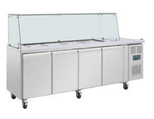 Comptoir à salade GN avec pare-haleine carré Polar Série U 4 portes