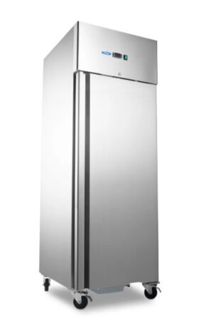 Réfrigérateur - 700 L - 3 étagères réglables (2/1 GN) - sur roulettes - acier inoxydable