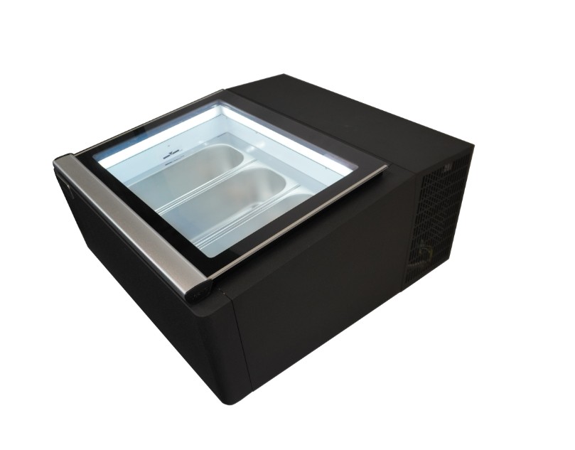MODÈLE DE TABLE VITRINE À CREME GLACÉE NOIRS'OUVRE DU CÔTÉ FONCTIONNEMENT – Image 4