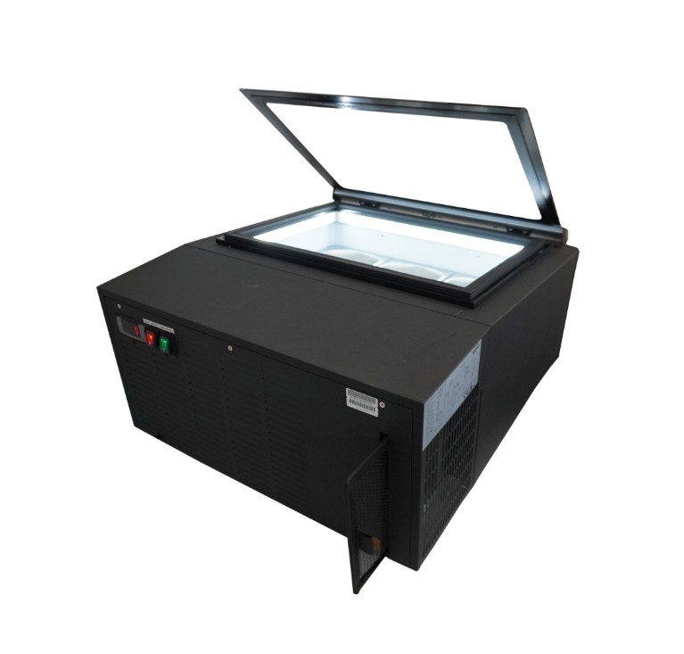 MODÈLE DE TABLE VITRINE À CREME GLACÉE NOIRS'OUVRE DU CÔTÉ FONCTIONNEMENT – Image 3