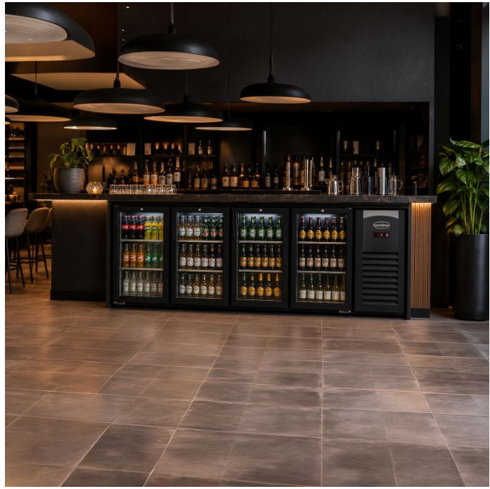 BAR RÉFRIGÉRÉE 4 PORTES EN VERRE NOIR – Image 2