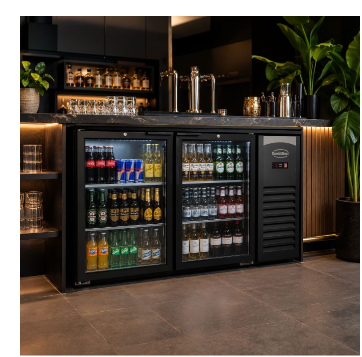 BAR RÉFRIGÉRÉE 2 PORTES EN VERRE NOIR – Image 2